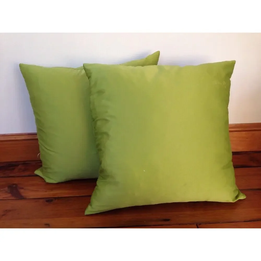 Pair 2 Green Floral Damask Arabesqe Embroidered Goose Down Throw Pillows 19x19